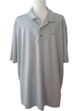 Callaway Opti-Dry Men’s Performance Golf Polo Shirt in Light Gray Stripe XXL